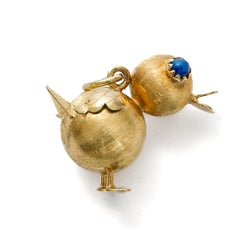 Vintage 14 Karat Gold Texturierter Enten-Charm-Anhänger mit Entenmotiv