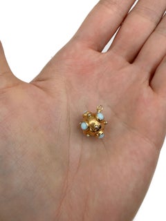Vintage 14 Karat Gold Turquoise Sputnik Charm Pendant