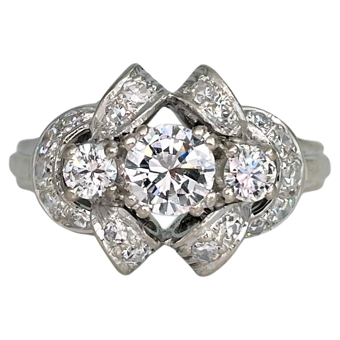 Vintage 14 Karat Gold TW 1.10 Carat Diamond Cocktail Ring