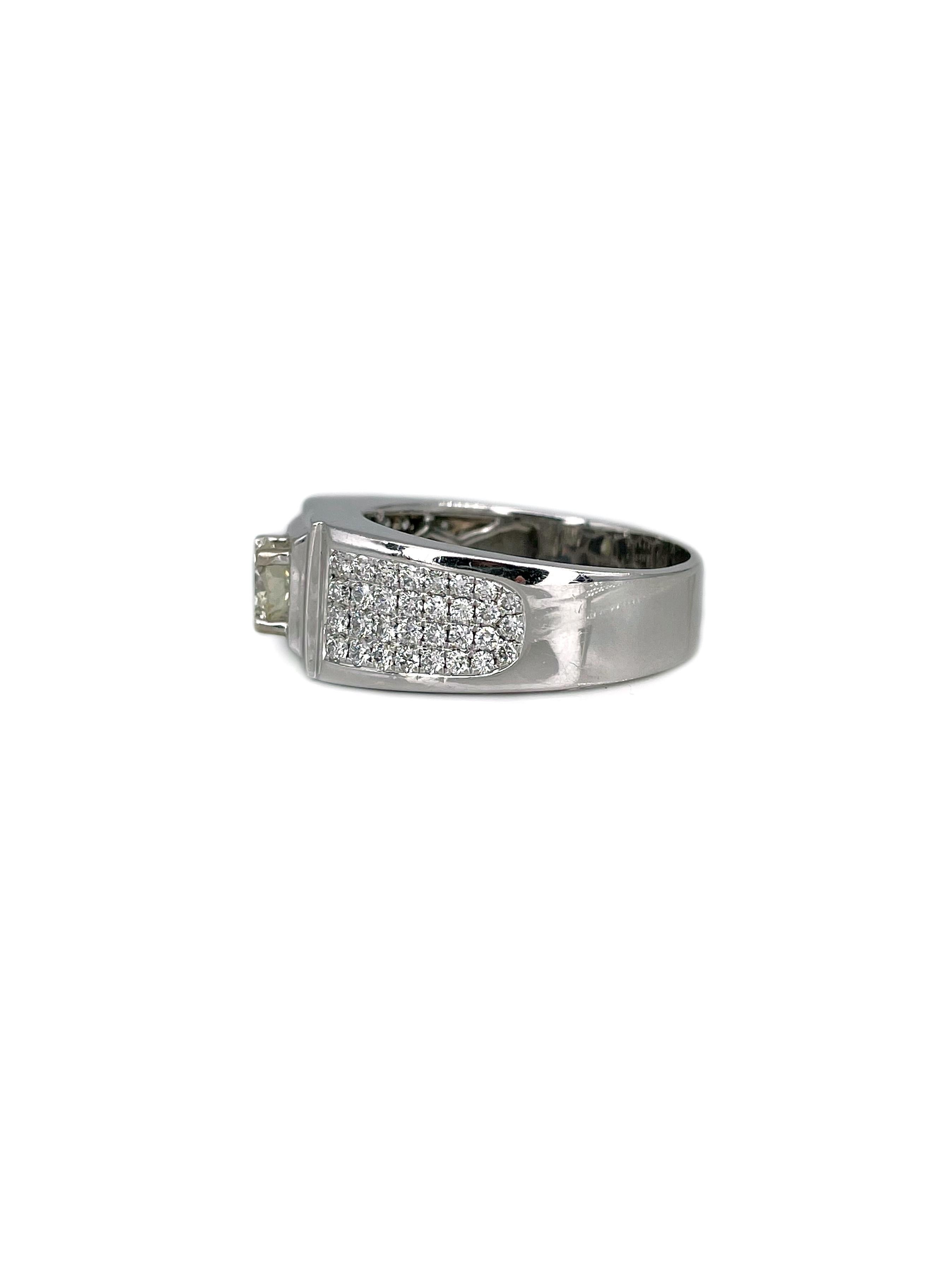 Taglio brillante Anello vintage in oro 14 carati TW 1,70 carati con diamanti in vendita