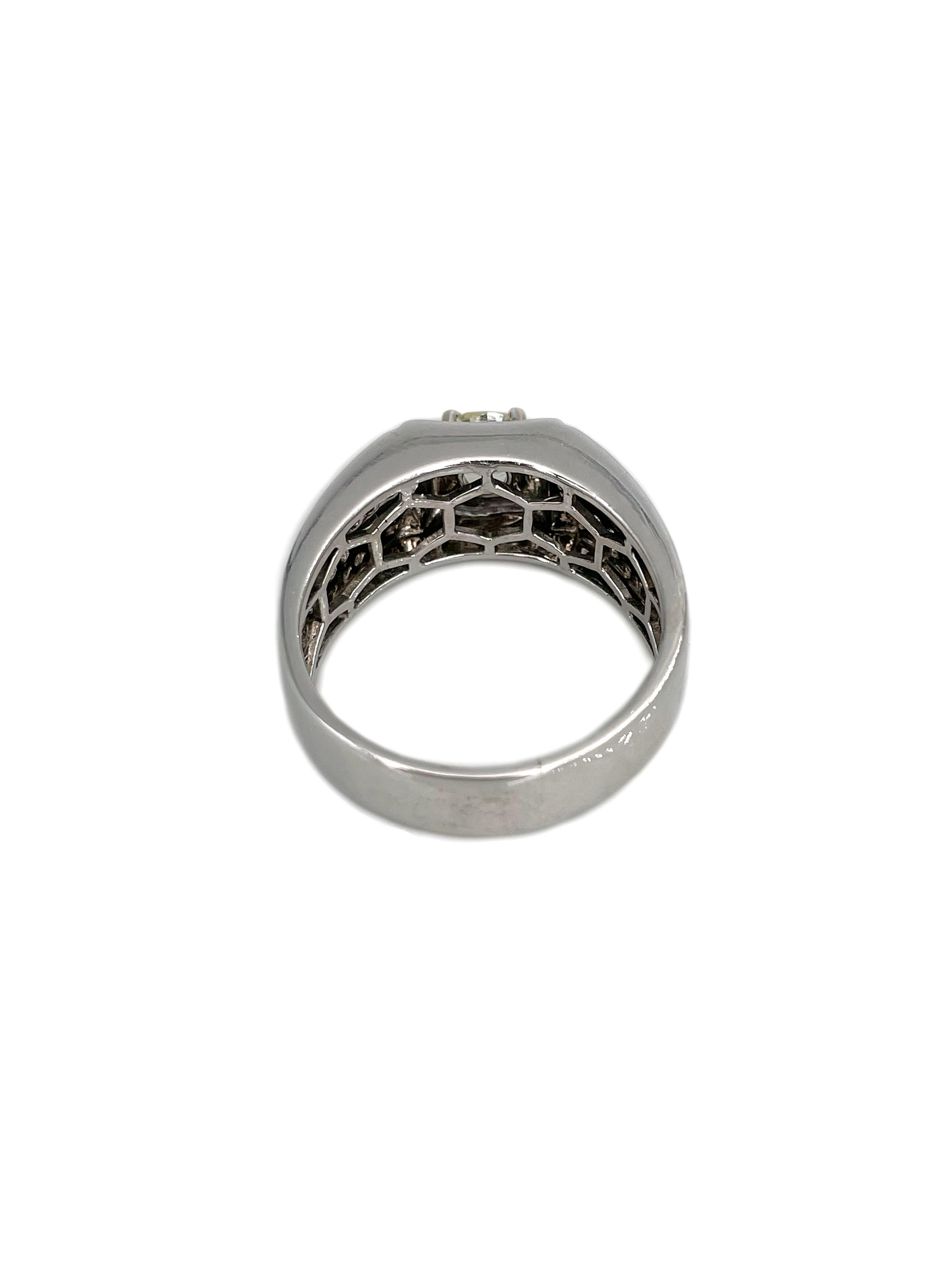 Anello vintage in oro 14 carati TW 1,70 carati con diamanti In condizioni buone in vendita a Vilnius, Vilniaus apskr.