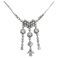 Collana Collier vintage in oro 14 carati TW 4,30 carati con motivo floreale e diamanti