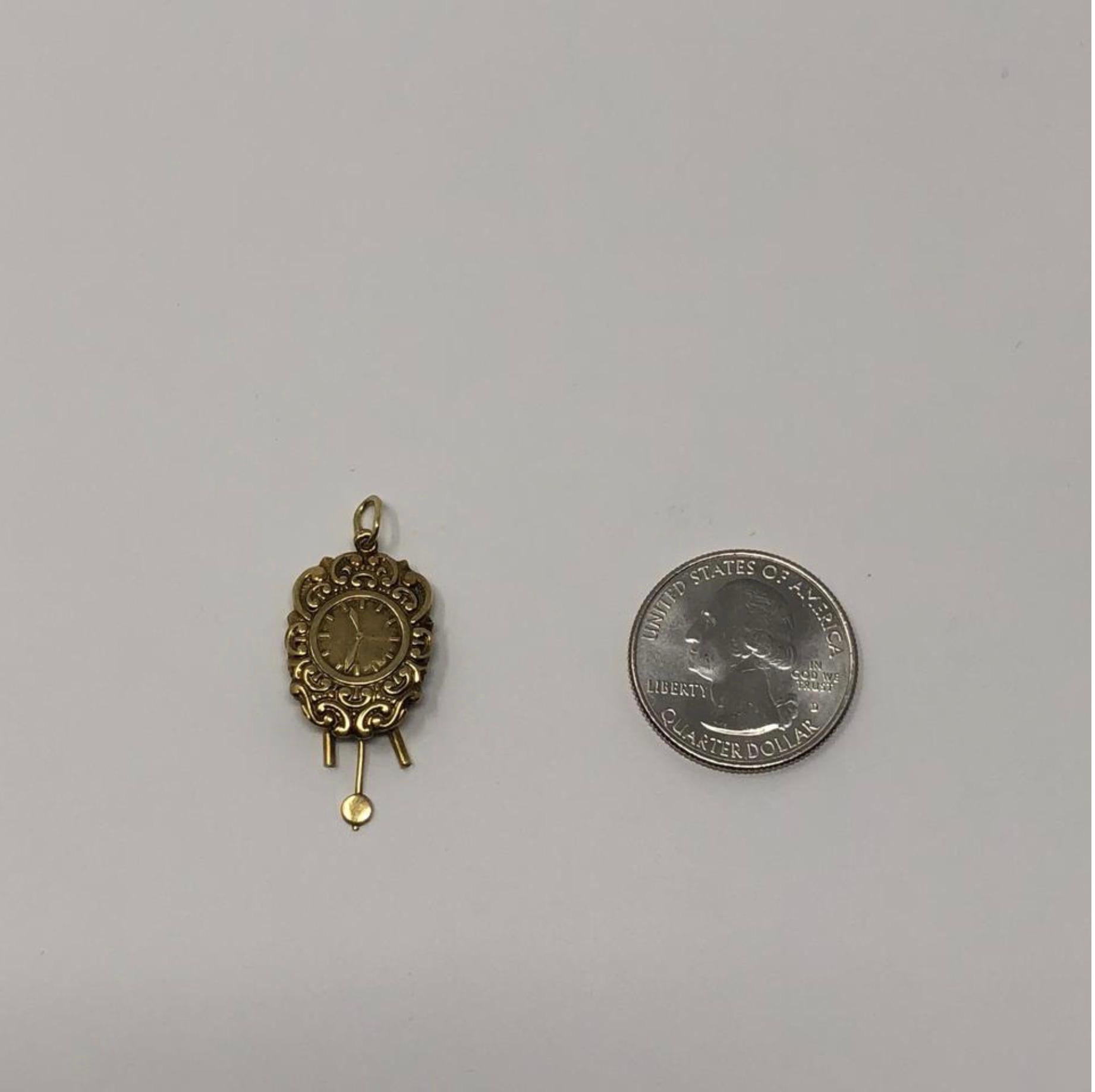Vintage 14 Karat Gold Victorian Cuckoo Clock Pendent Charm 3