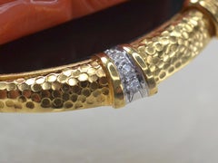 Vintage 14 Karat Gold, White Diamond, Coral and Black Onyx Buddha Pendant