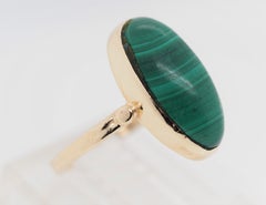 Vintage 14 Karat Gold with Marquise Cut Malachite Solitaire Ring