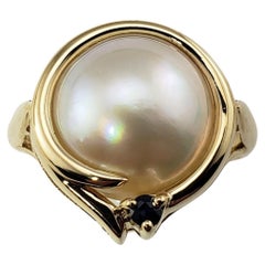 Vintage 14 Karat Mabe Pearl and Sapphire Ring