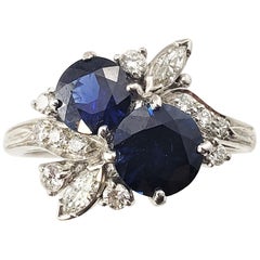 14 Karat Platinum Sapphire and Diamond Ring