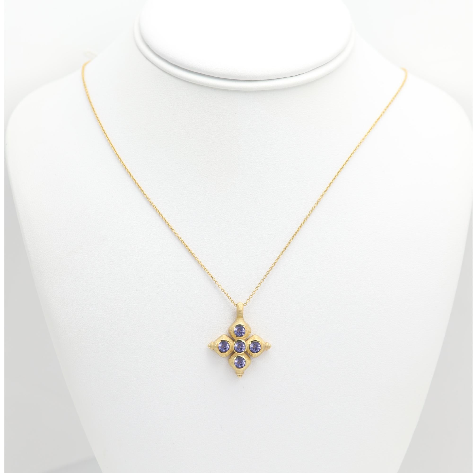 Vintage, aber nie benutzt, neuer Zustand.
Massiv 14k Gelbgold griechisches Kreuz
Gewicht ca. 5,20 Gramm
Natürlicher violetter Tansanit, ca. 1,25 Karat, AAA-Qualität (jeder Stein ist ca. 4,0 mm groß)
Größe: ca. 1' Zoll (25 mm)
Die Rückseite ist