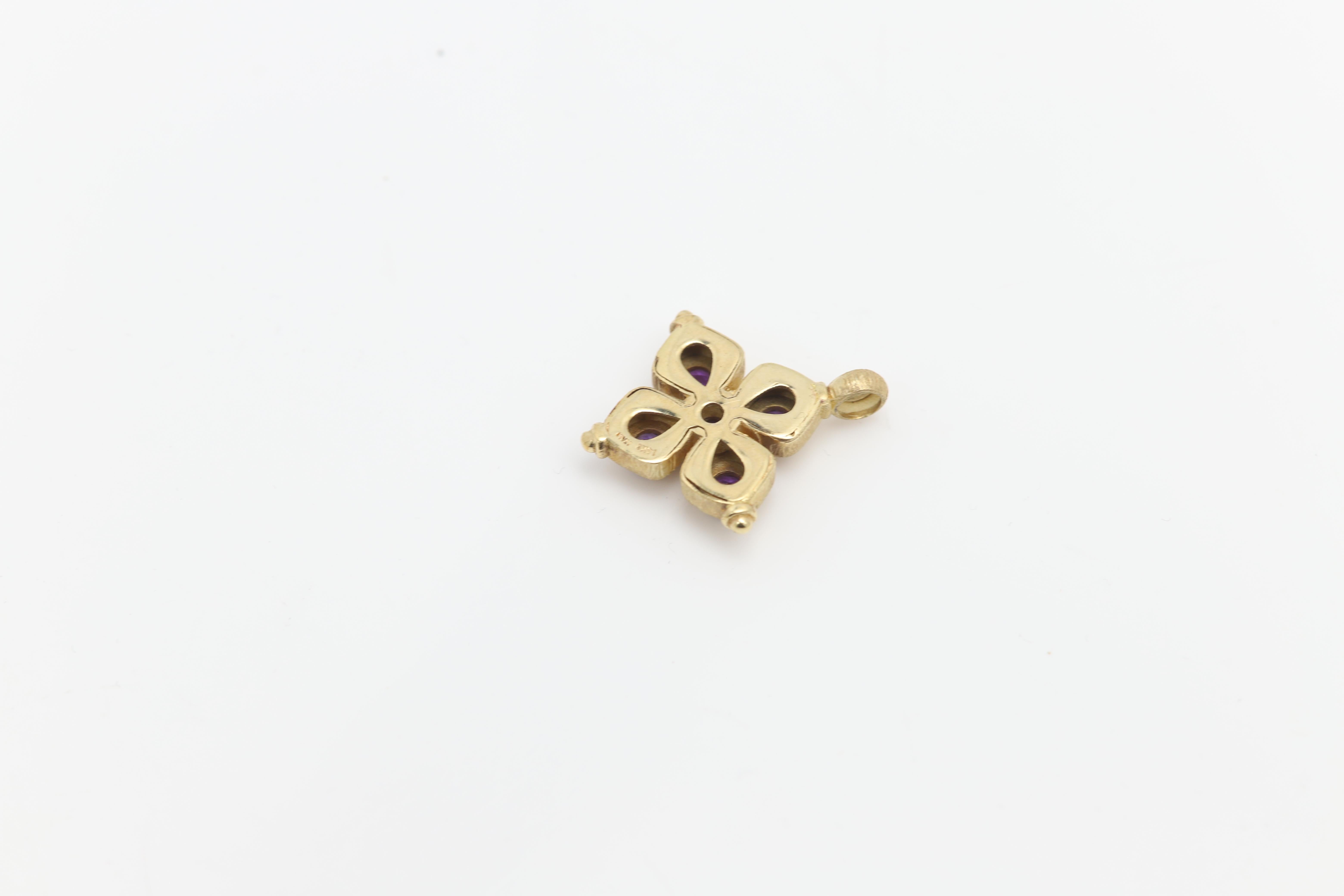 Vintage 14 Karat Purple Greek Cross natural Amethyst solid yellow gold en vente 3