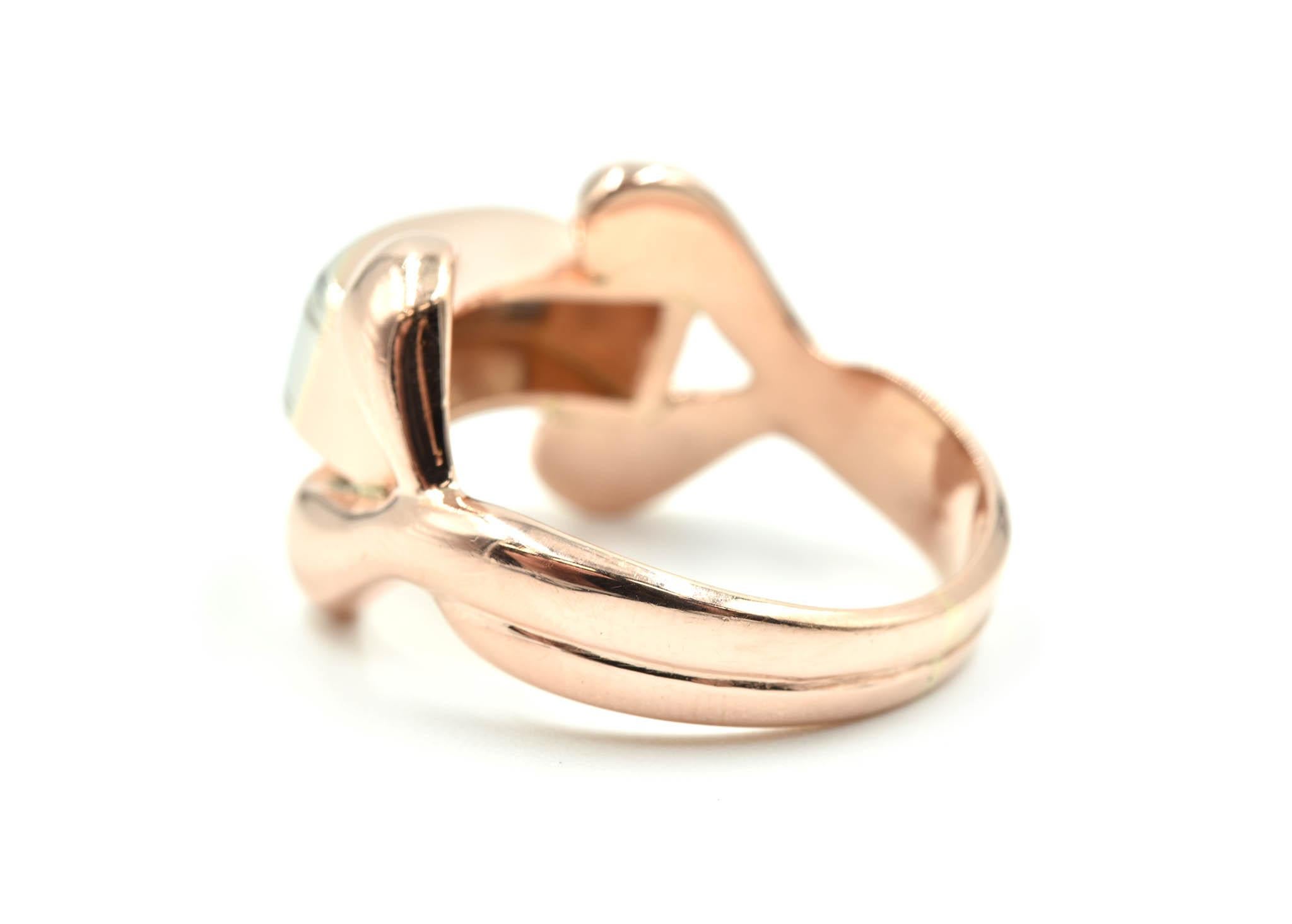 Women's or Men's Vintage 14 Karat Rose Gold 0.25 Carat Diamond Fashion Ring