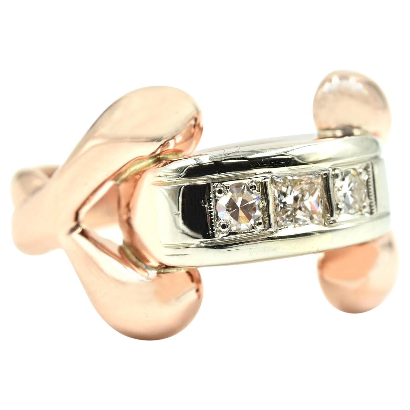 Vintage 14 Karat Rose Gold 0.25 Carat Diamond Fashion Ring