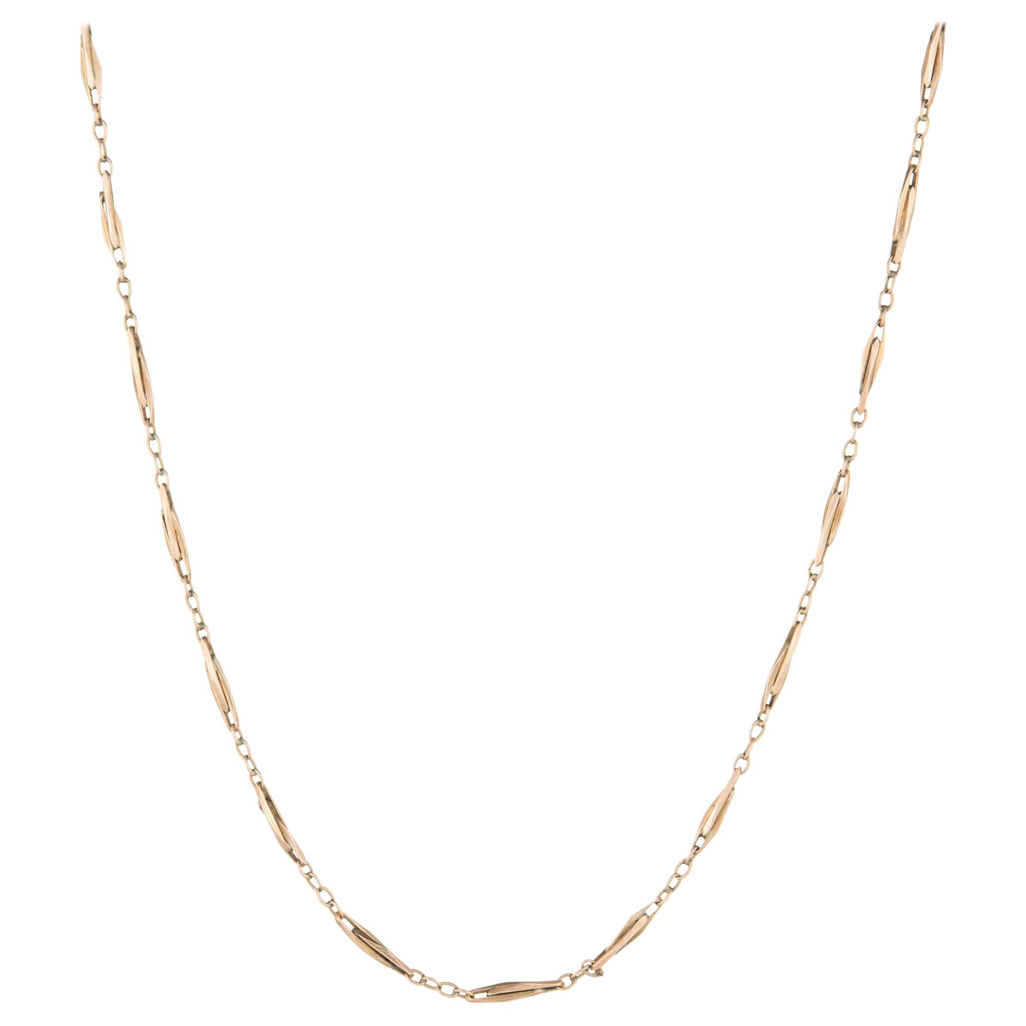 Vintage 14 Karat Rose Gold Chain Necklace Interlocking Links Fine Jewelry