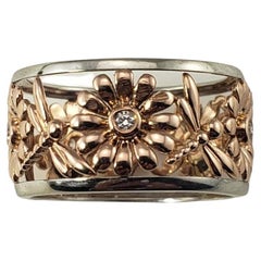 Vintage 14 Karat Rose/White Gold and Diamond Band Ring Size 6 #15314