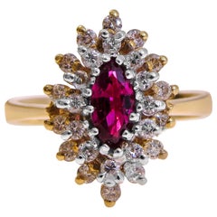 Vintage 14 Karat Rubi and Diamond Ladies Ring