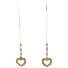 Vintage 14 Karat White and Rose Gold Diamond Heart Earrings #4379