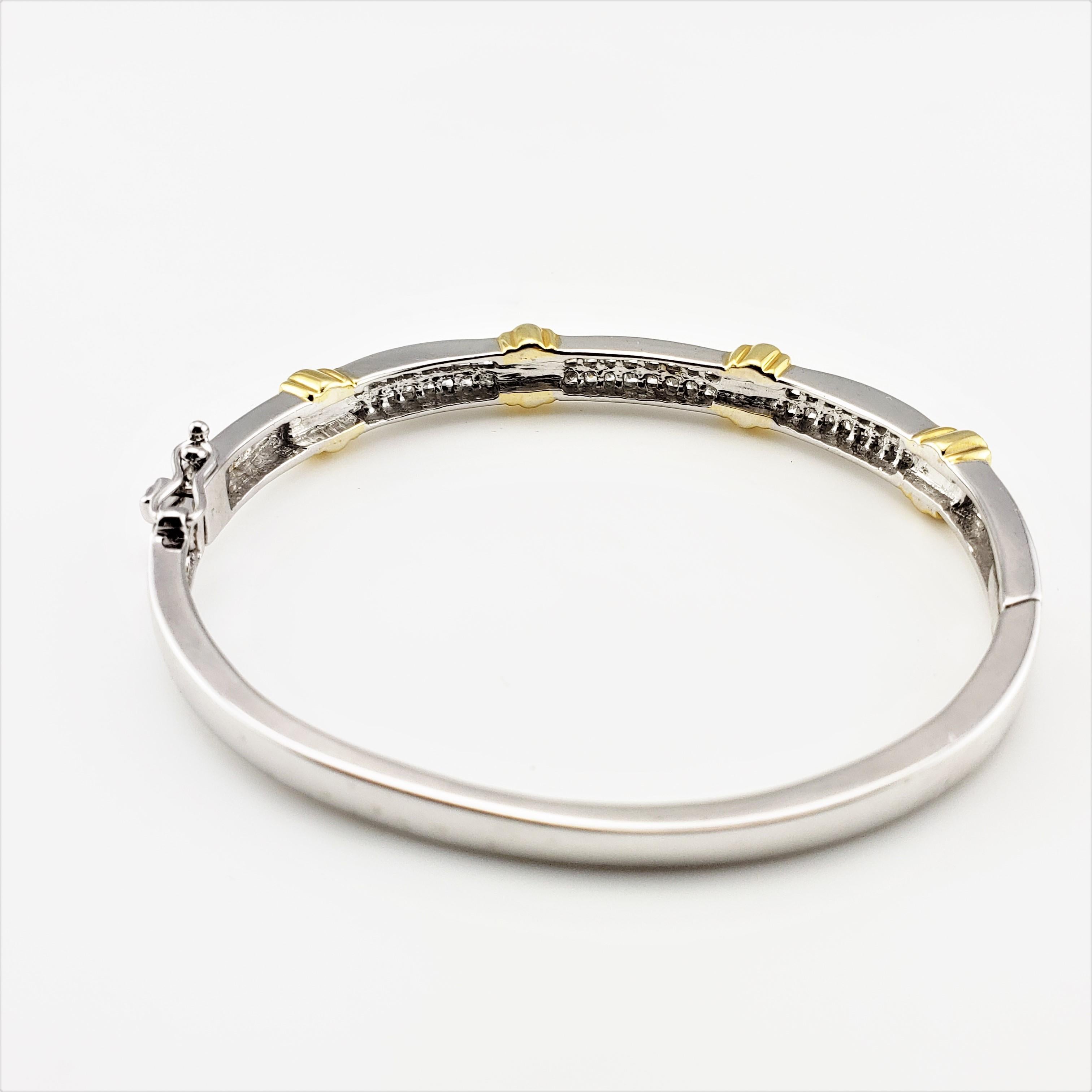 Bracelet jonc vintage en or blanc et jaune 14 carats avec diamants taille princesse Pour femmes en vente
