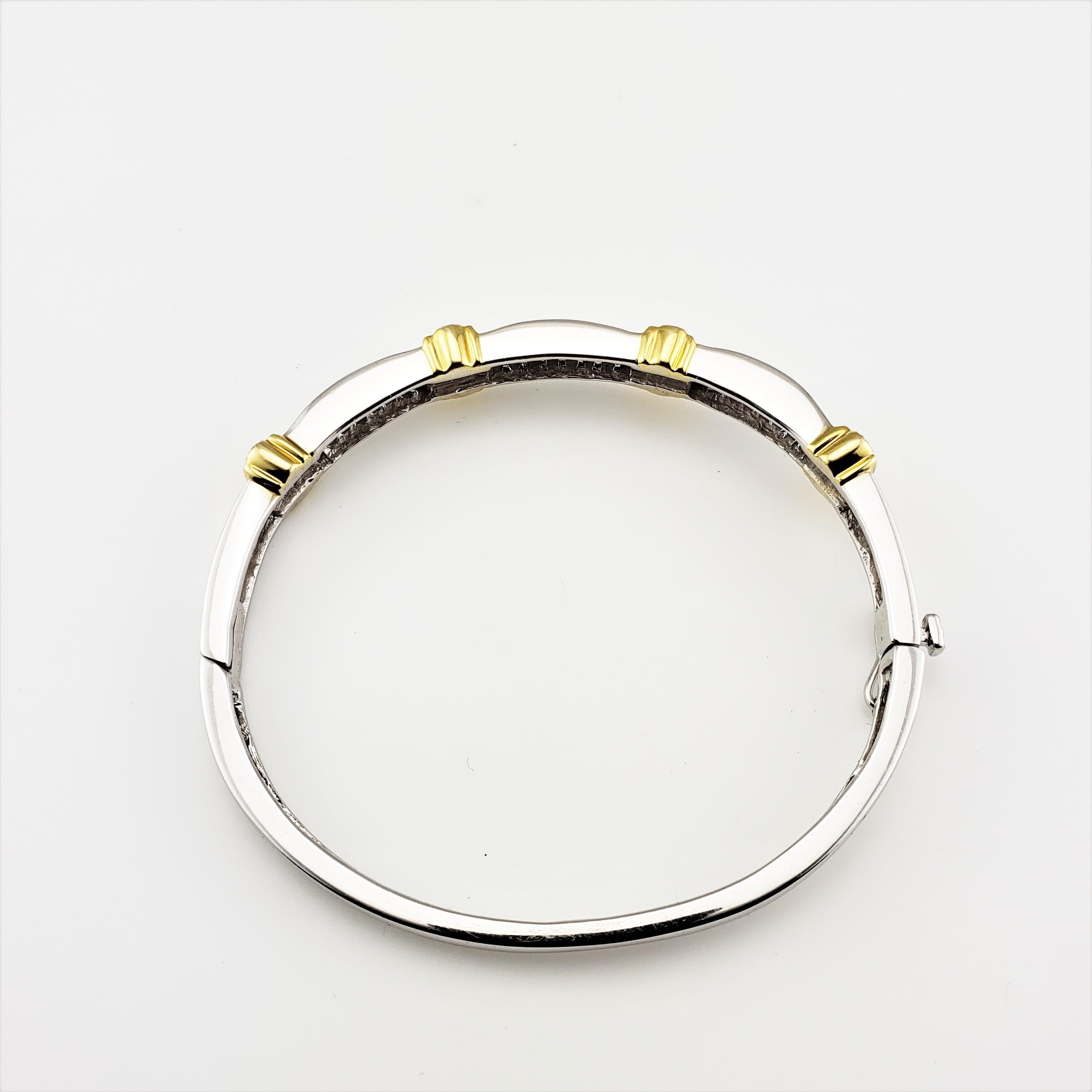 Bracelet jonc vintage en or blanc et jaune 14 carats avec diamants taille princesse en vente 1