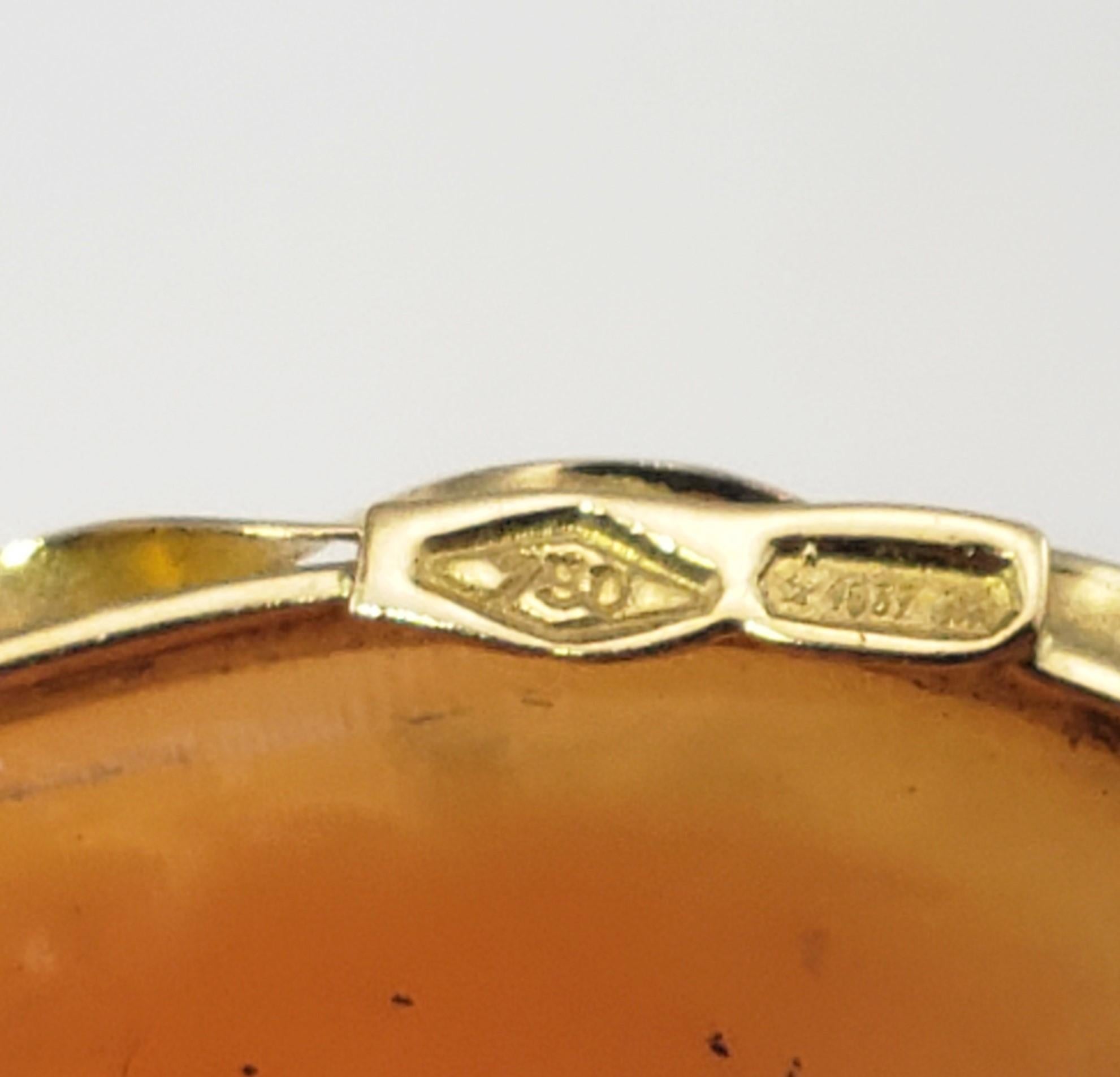 Spilla/pendente a forma di cammeo in oro bianco 14 carati e diamanti in vendita 1