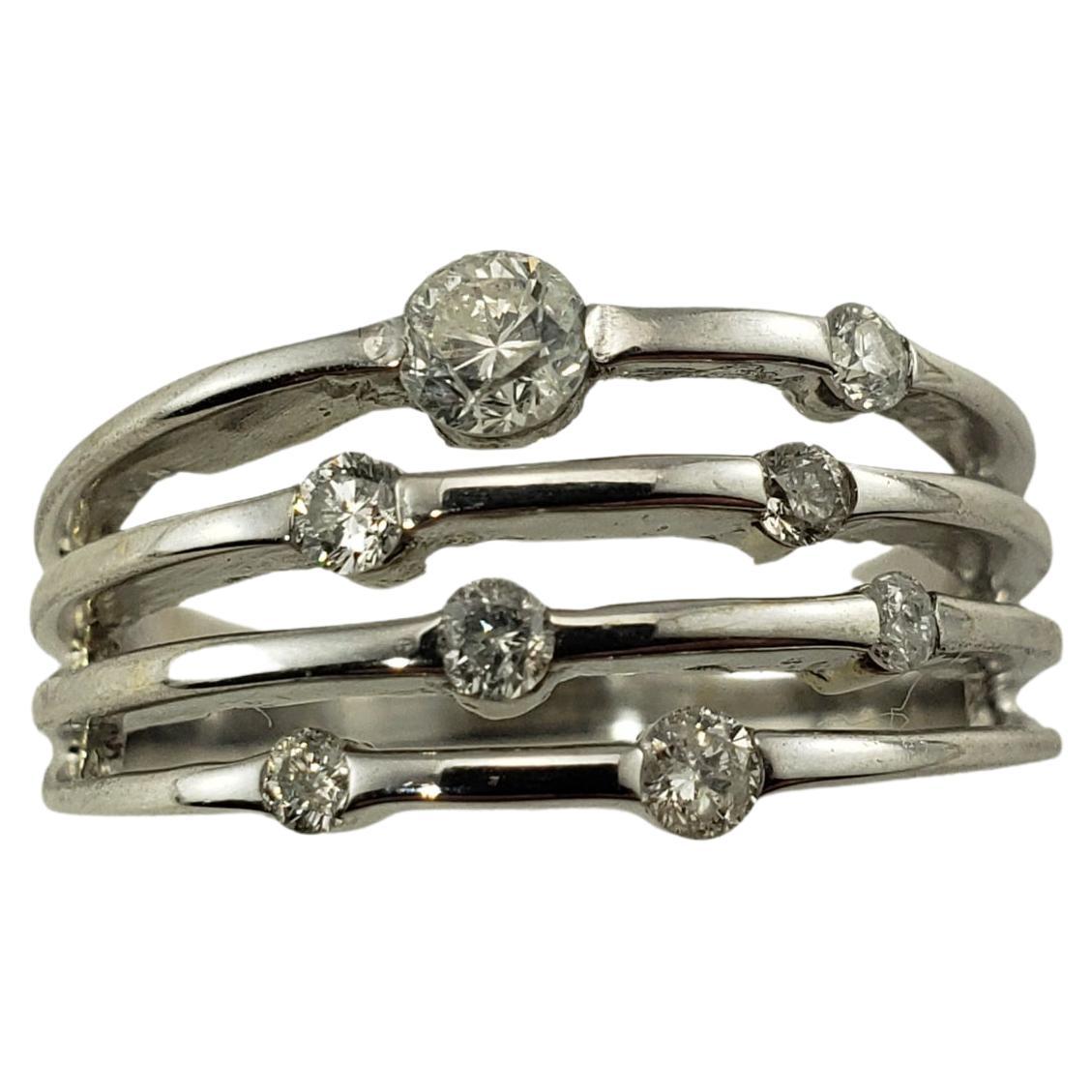 14 Karat White Gold and Diamond Connected Multi Band Ring