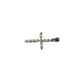Vintage 14 Karat White Gold and Diamond Cross Pendant