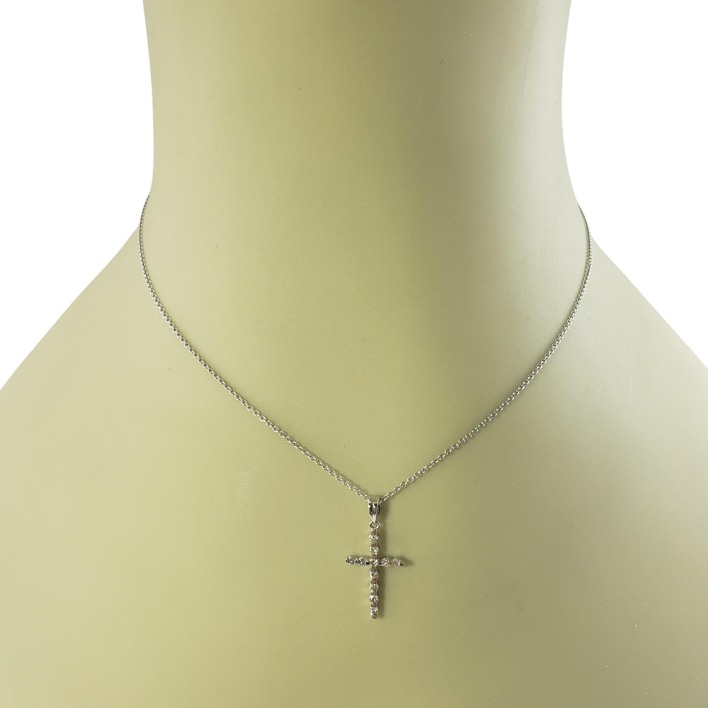 Vintage 14 Karat White Gold and Diamond Cross Pendant For Sale 2