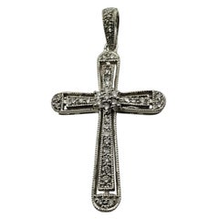 Vintage 14 Karat White Gold and Diamond Cross Pendant