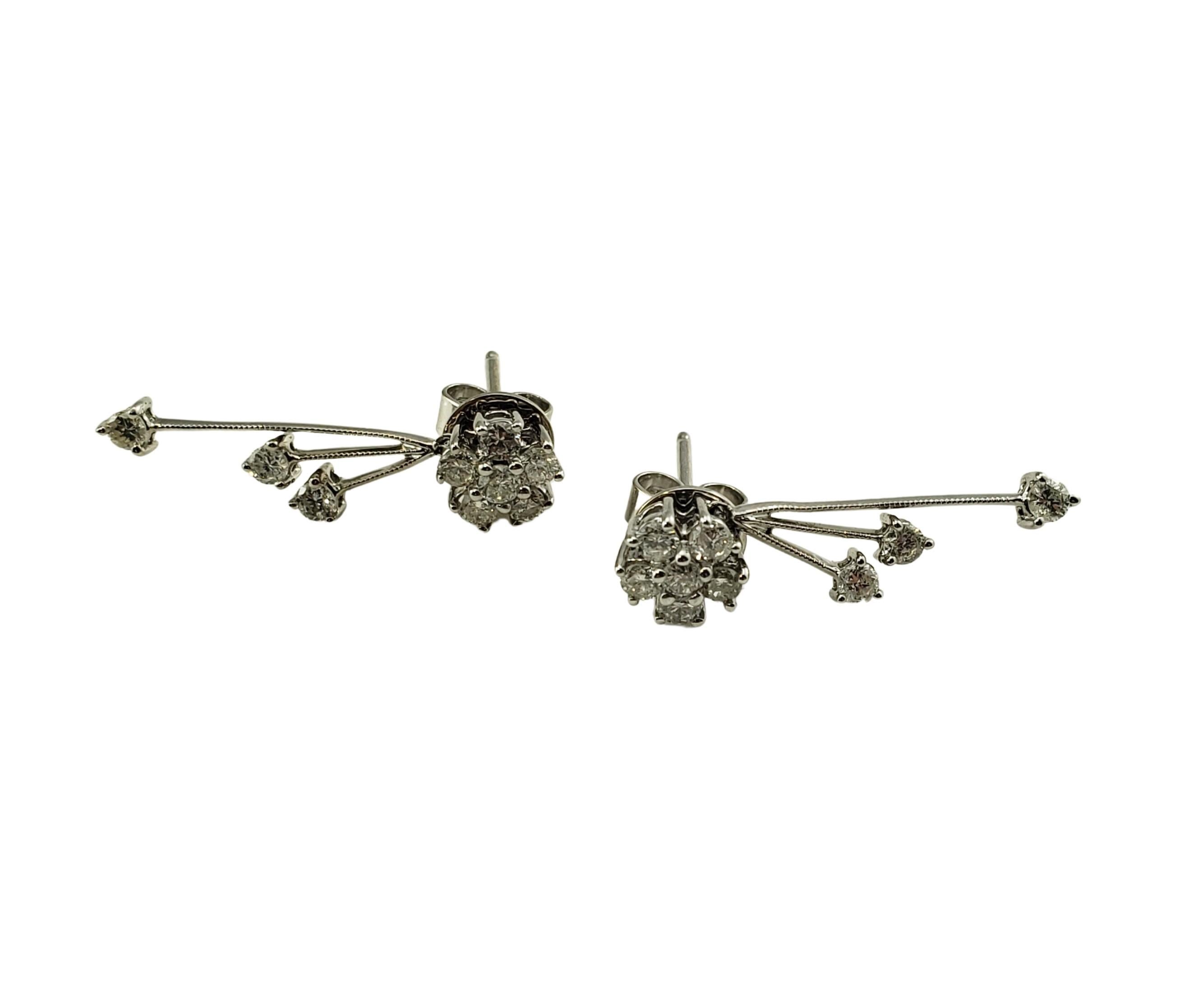 Brilliant Cut 14 Karat White Gold and Diamond Dangle Earrings For Sale
