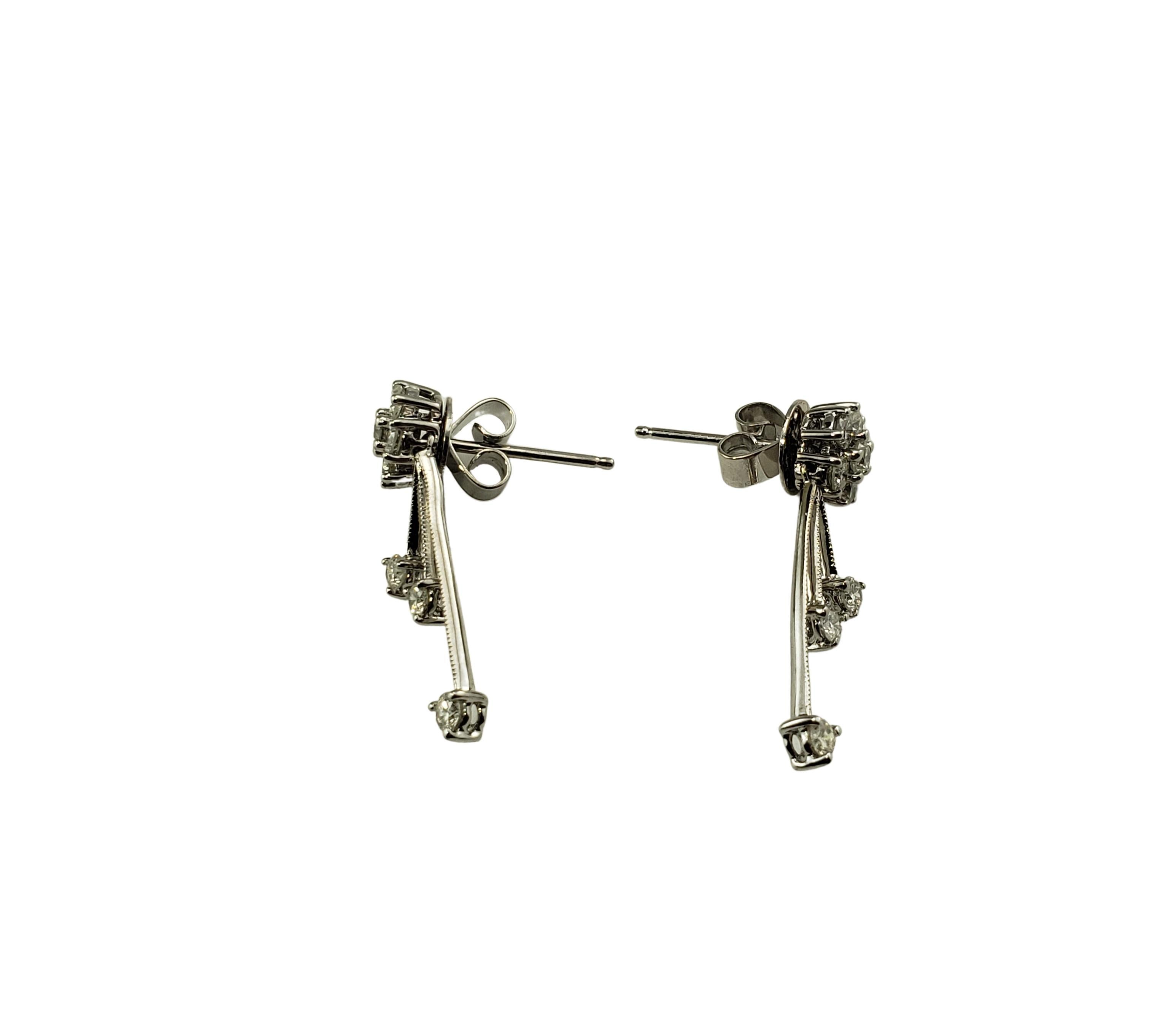 Women's 14 Karat White Gold and Diamond Dangle Earrings For Sale