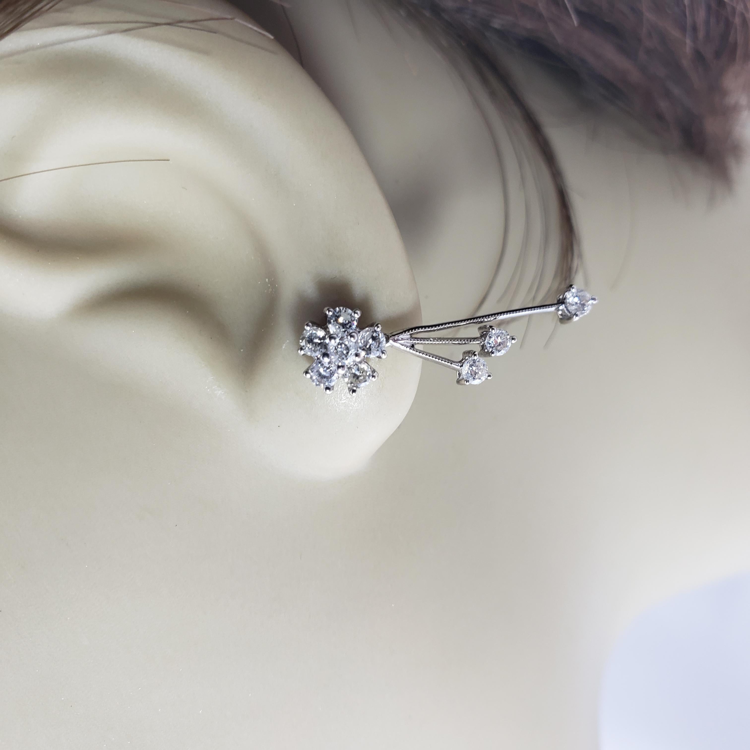 14 Karat White Gold and Diamond Dangle Earrings For Sale 3