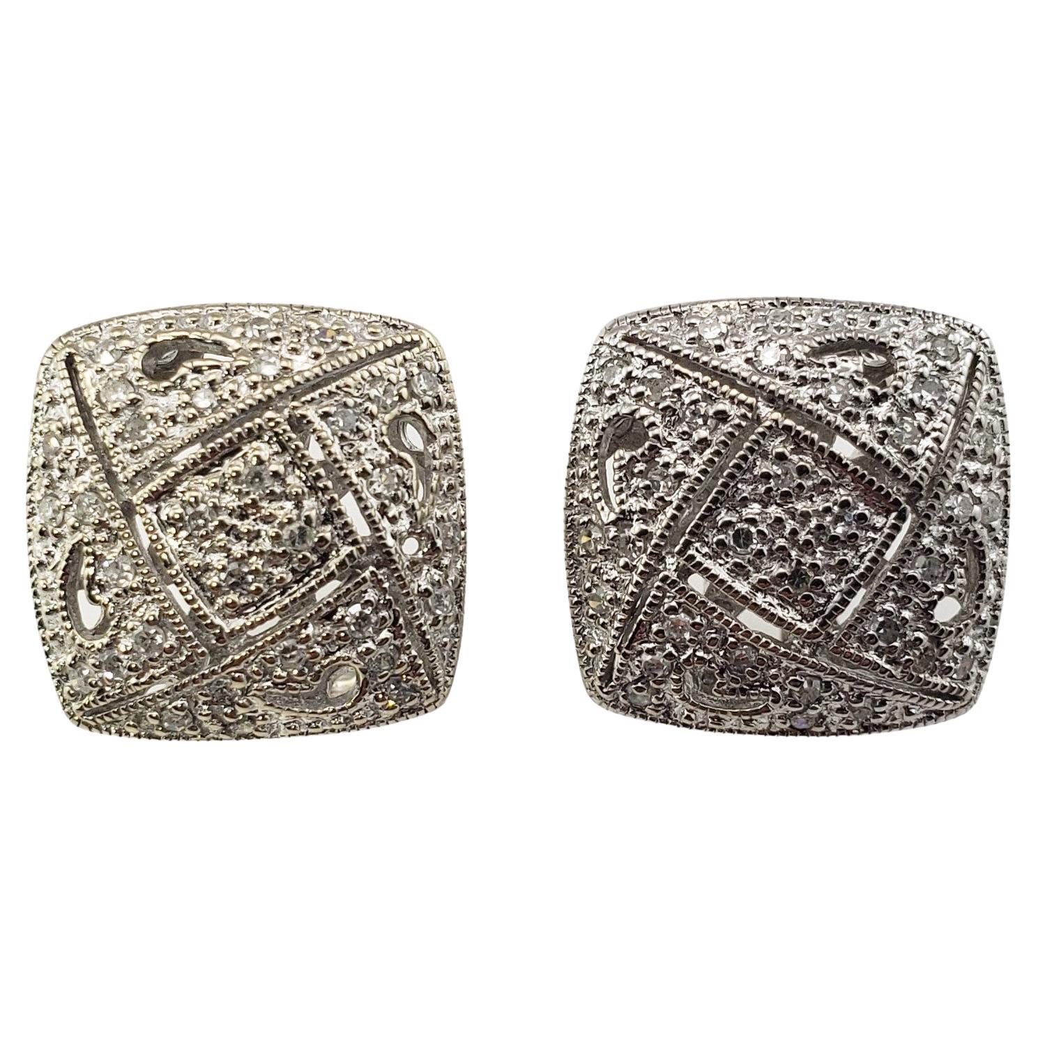 14 Karat White Gold and Diamond Earrings For Sale