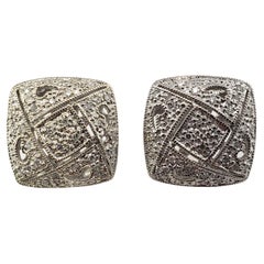 Antique 14 Karat White Gold and Diamond Earrings