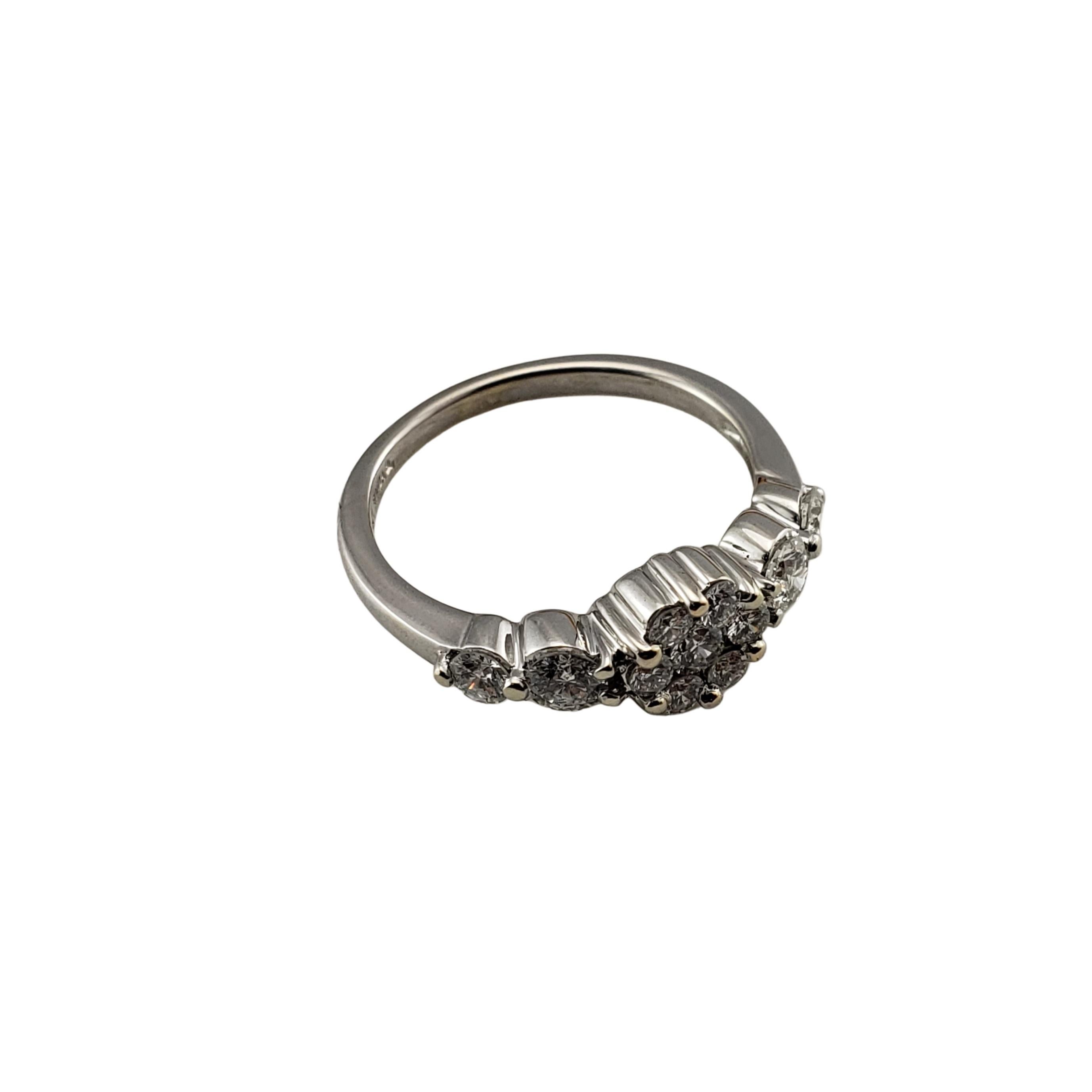 Women's Vintage 14 Karat White Gold and Diamond Flower Ring For Sale