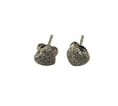 14 Karat White Gold and Diamond Heart Earrings