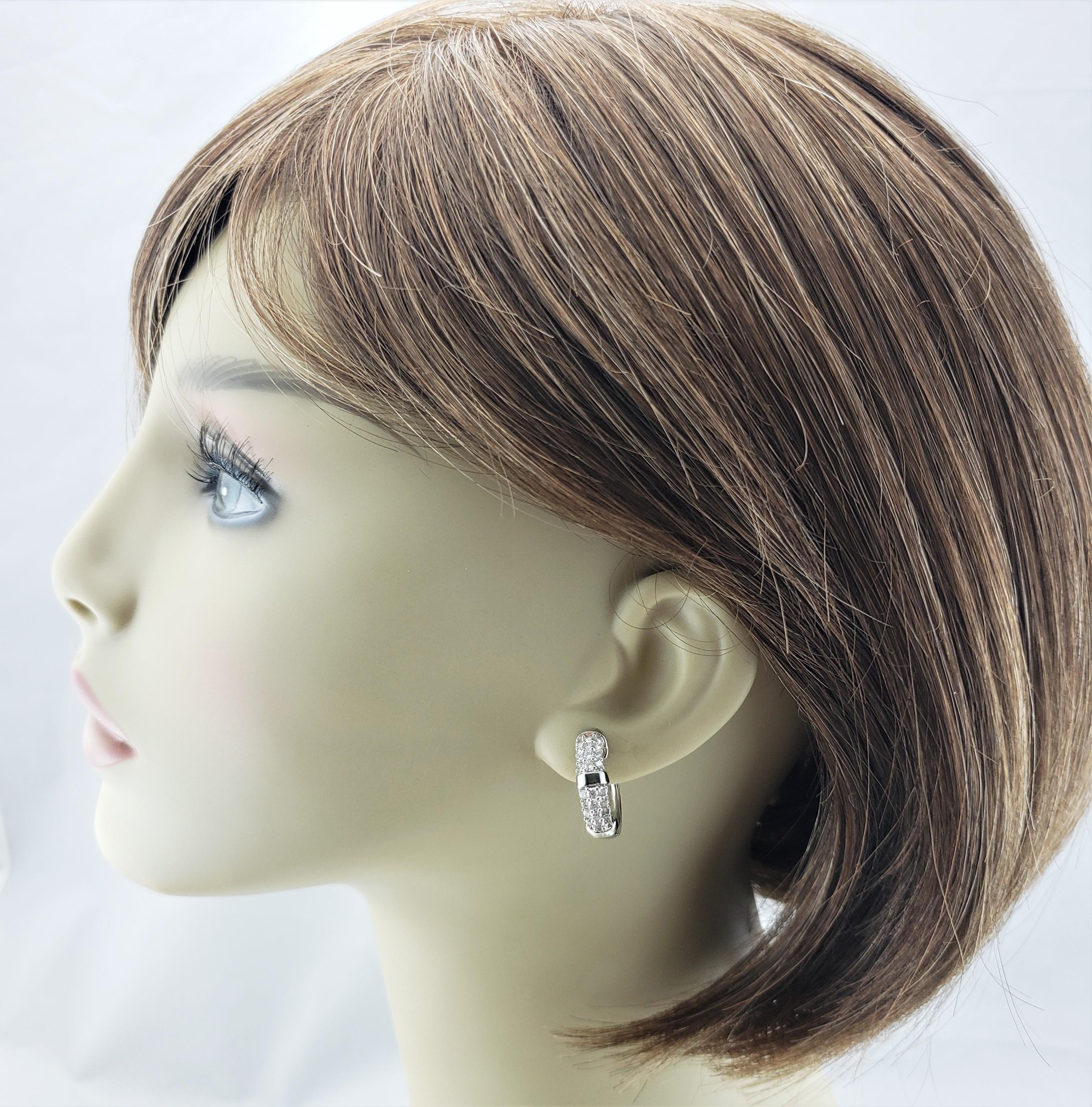 Vintage 14 Karat White Gold and Diamond Hoop Earrings For Sale 3