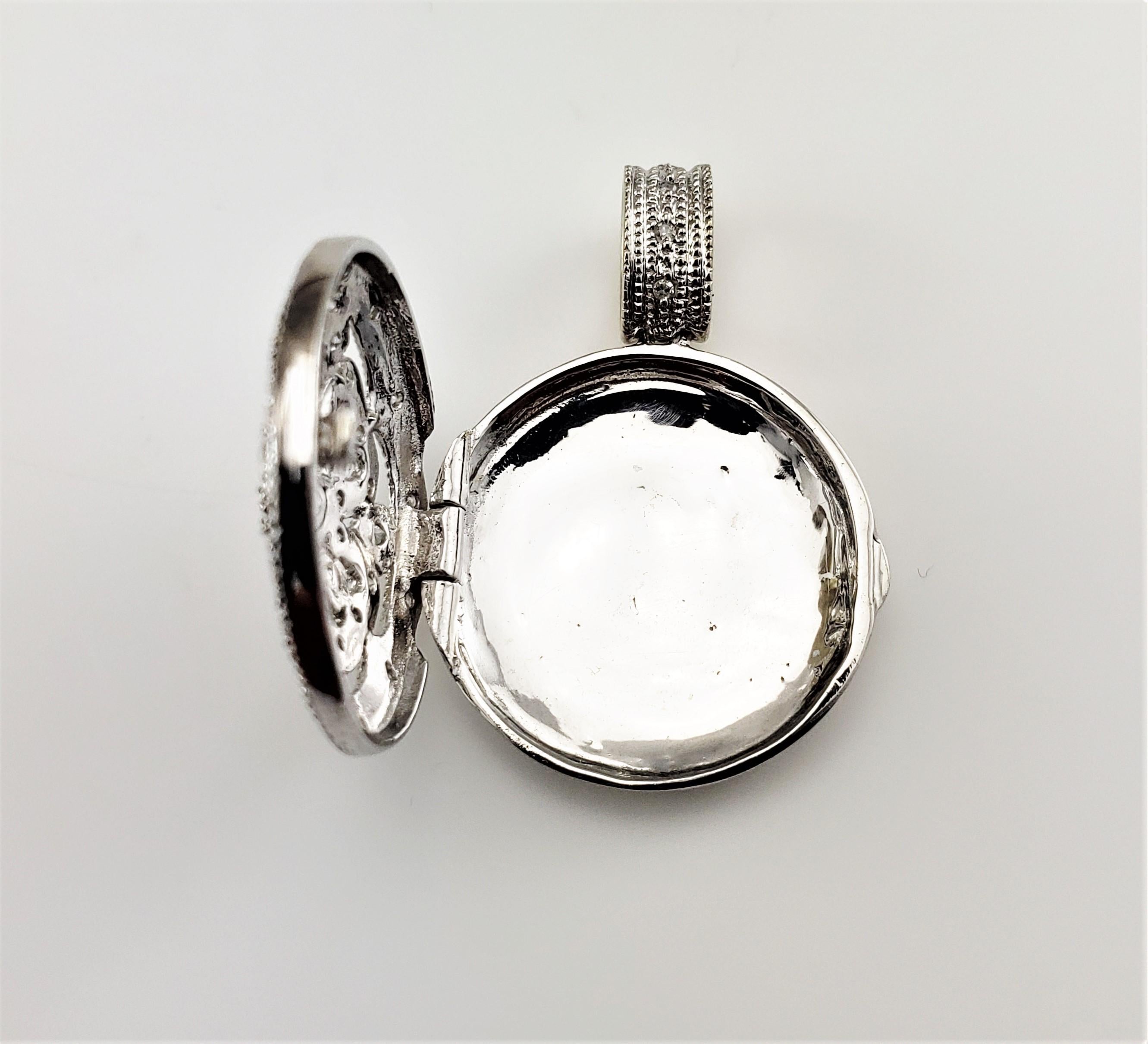 Women's or Men's Vintage 14 Karat White Gold and Diamond Locket Pendant