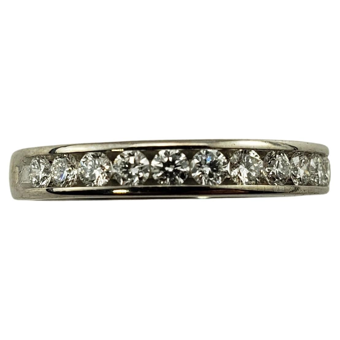 Vintage 14 Karat White Gold and Diamond Wedding Band Ring For Sale
