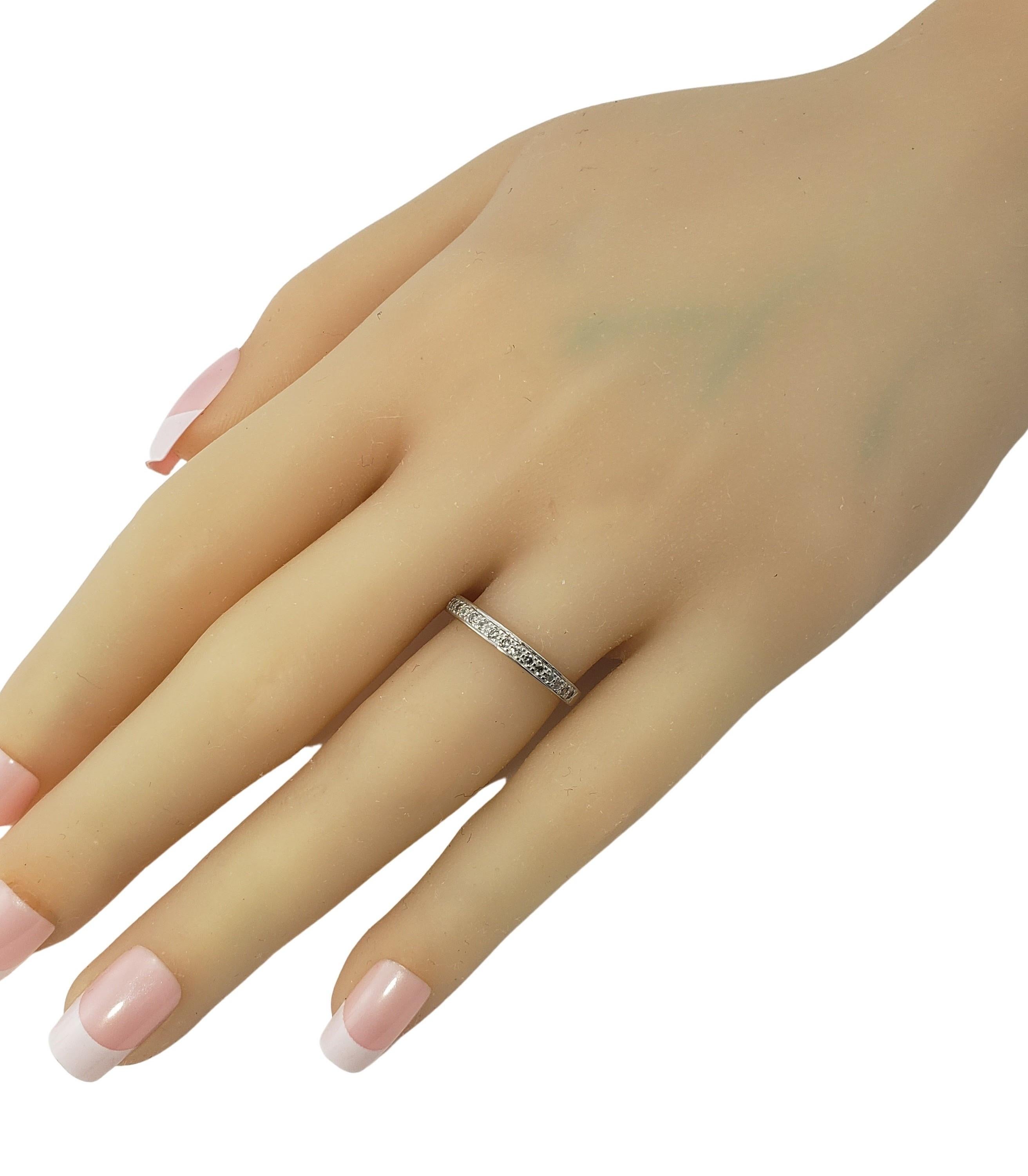 14 Karat White Gold and Diamond Wedding Band Ring For Sale 3