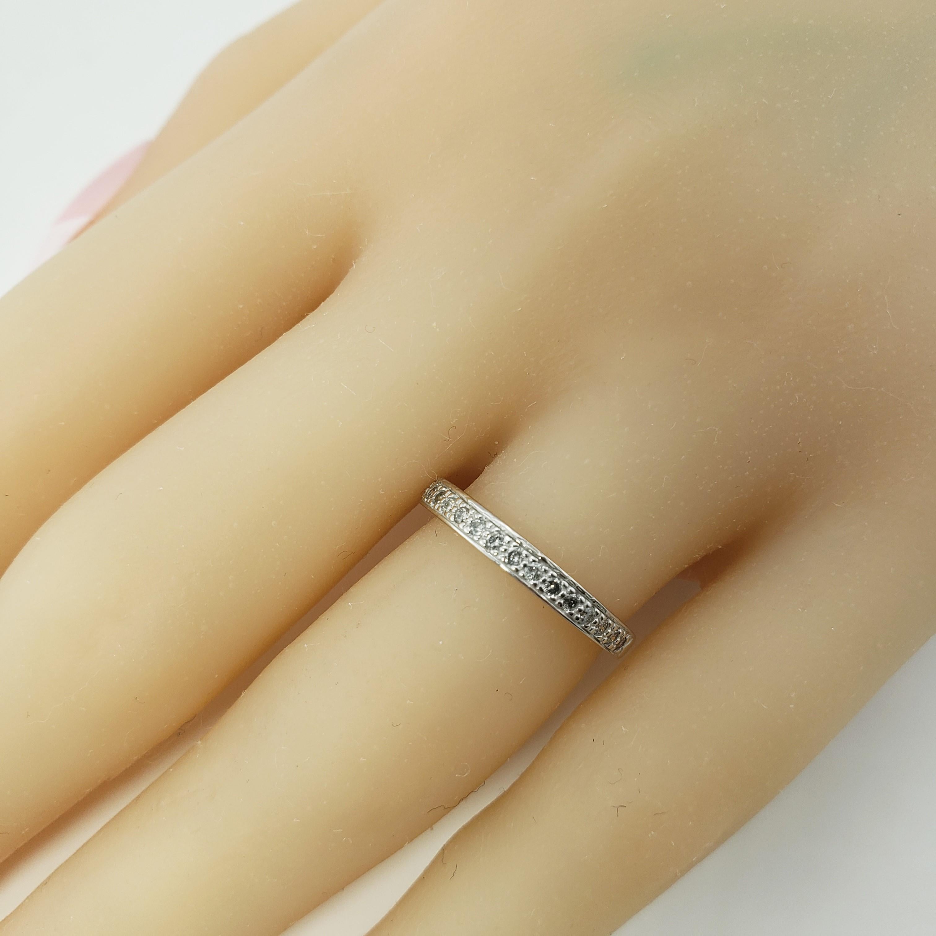 14 Karat White Gold and Diamond Wedding Band Ring For Sale 4
