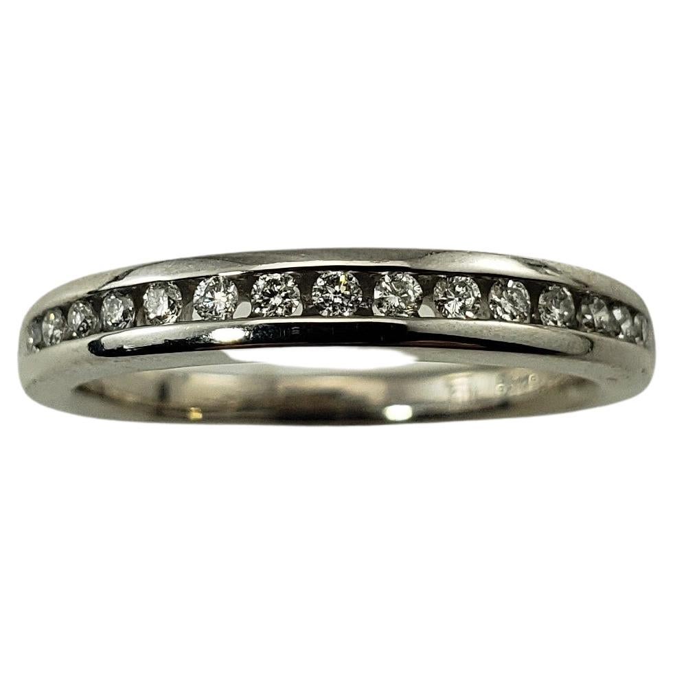 Vintage 14 Karat White Gold and Diamond Wedding Band Ring For Sale