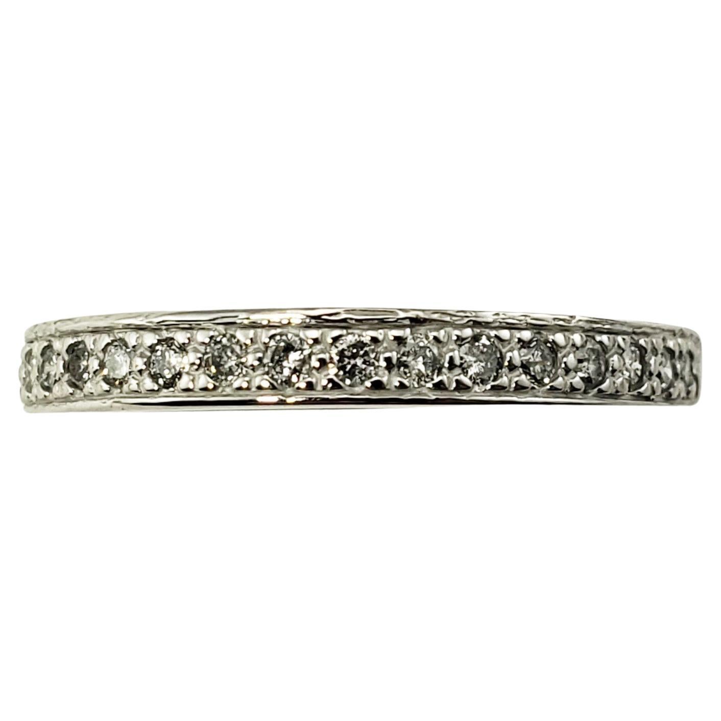 14 Karat White Gold and Diamond Wedding Band Ring For Sale at 1stDibs