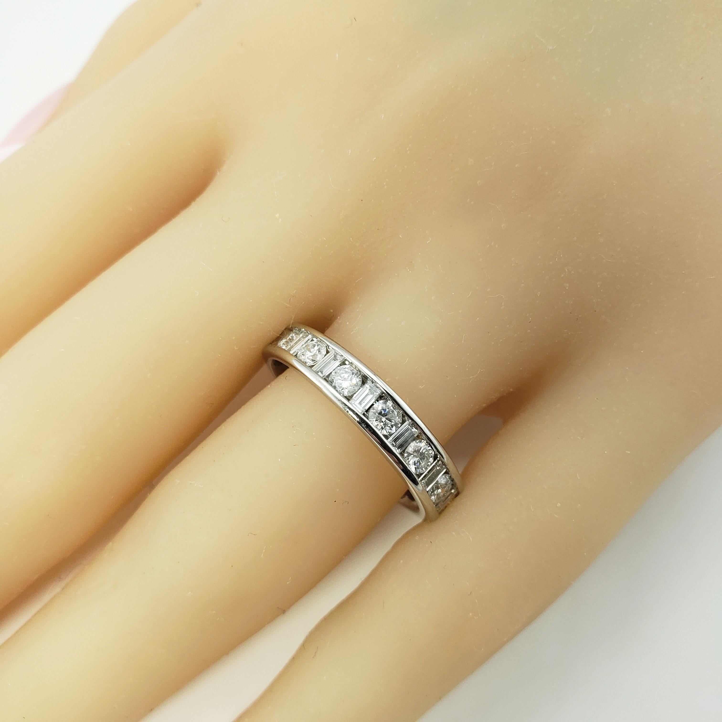 14 Karat White Gold and Diamond Wedding Band Ring For Sale 3