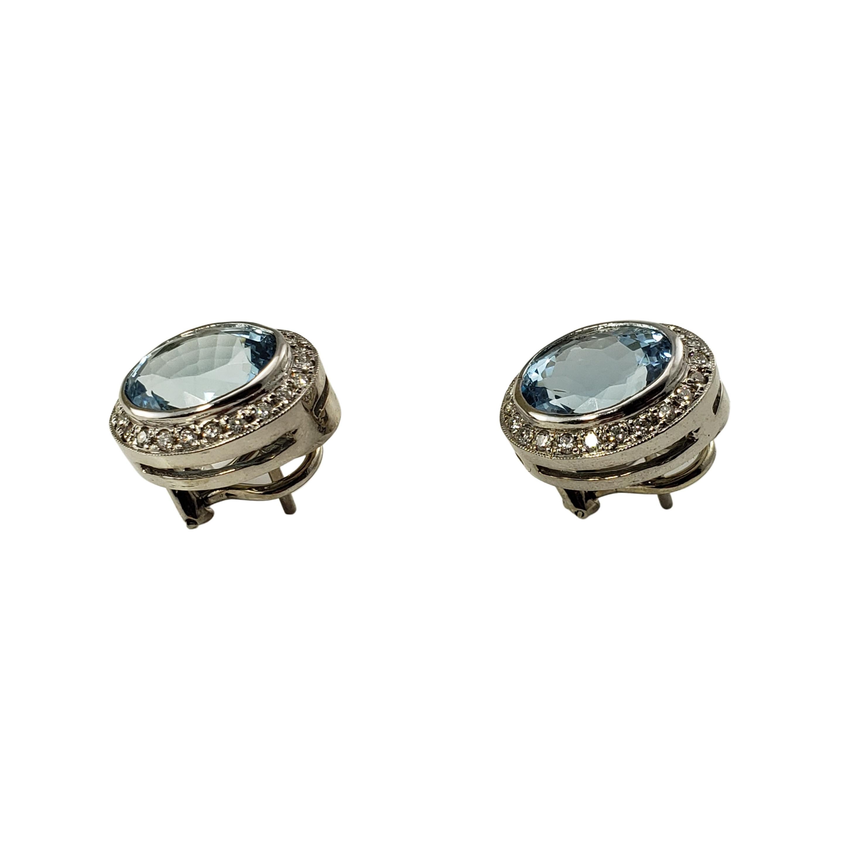 14 Karat White Gold Aquamarine and Diamond Earrings In Good Condition In Washington Depot, CT