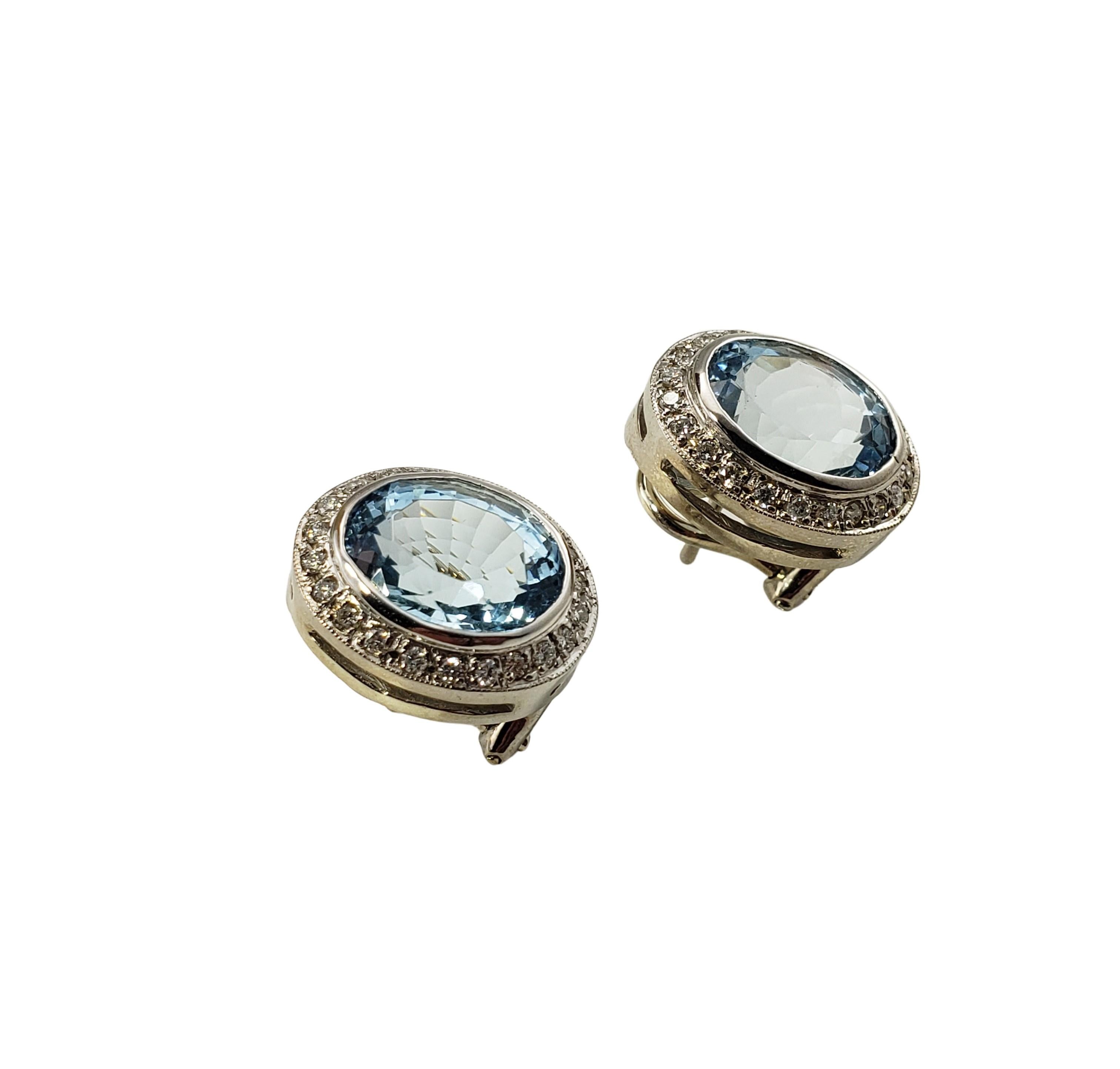 14 Karat White Gold Aquamarine and Diamond Earrings 1