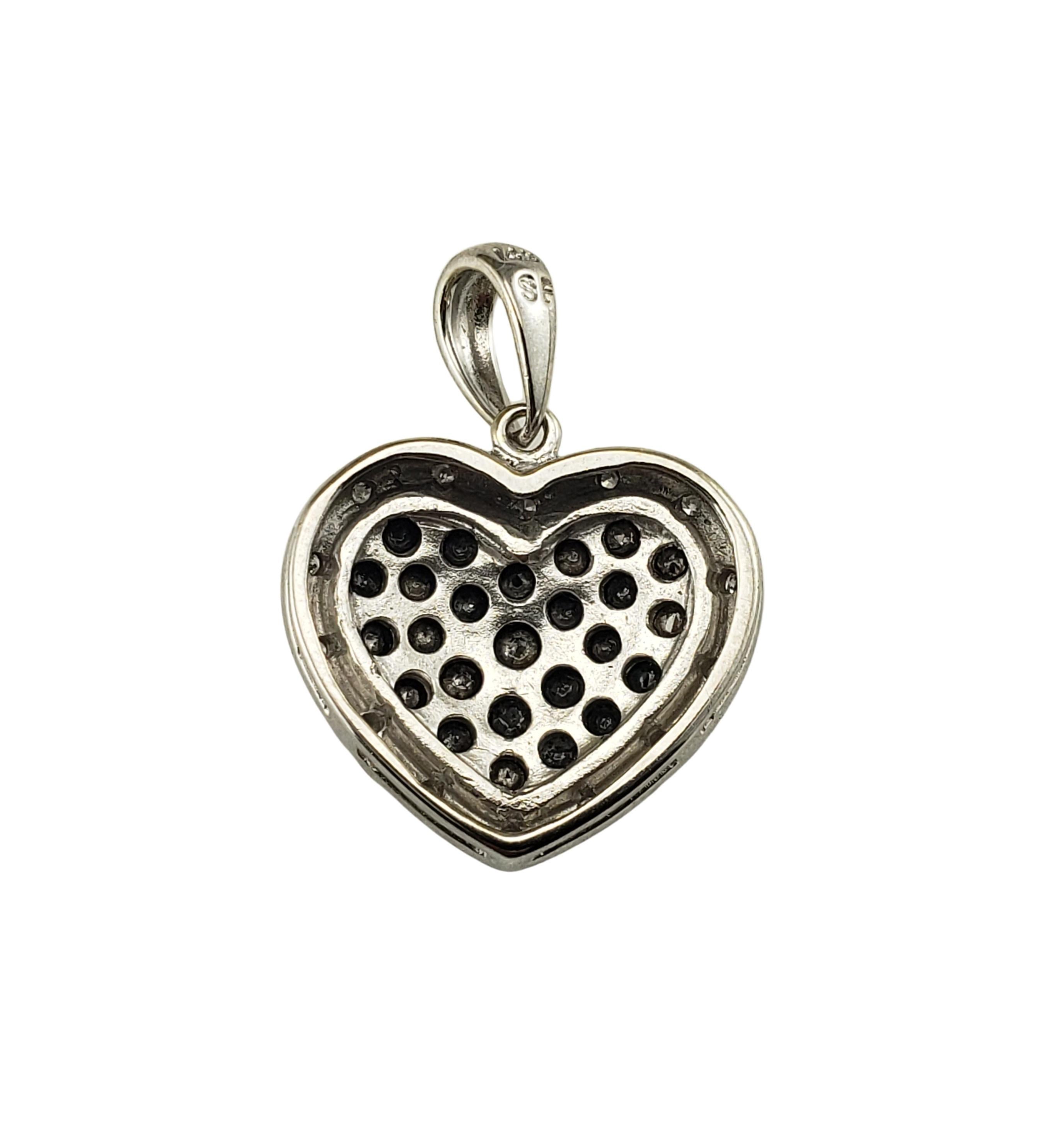 Women's Vintage 14 Karat White Gold Black and White Diamond Heart Pendant