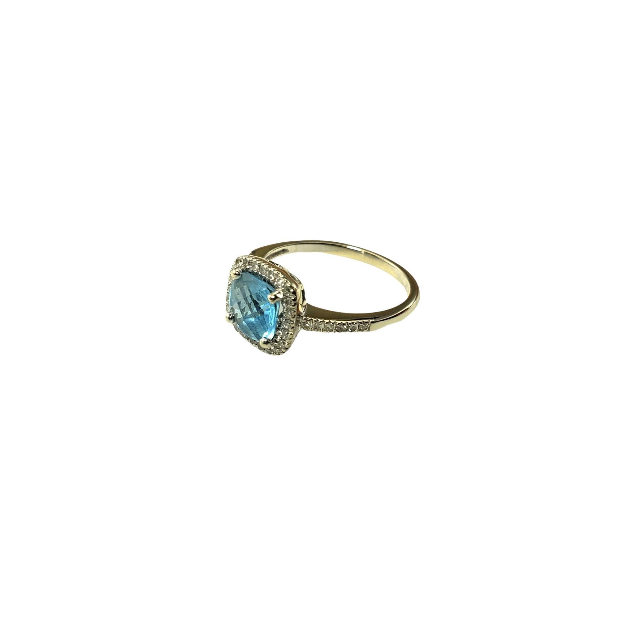 Vintage 14 Karat White Gold Blue Topaz and Diamond Ring Size 7.25 #15633 In Good Condition For Sale In Washington Depot, CT