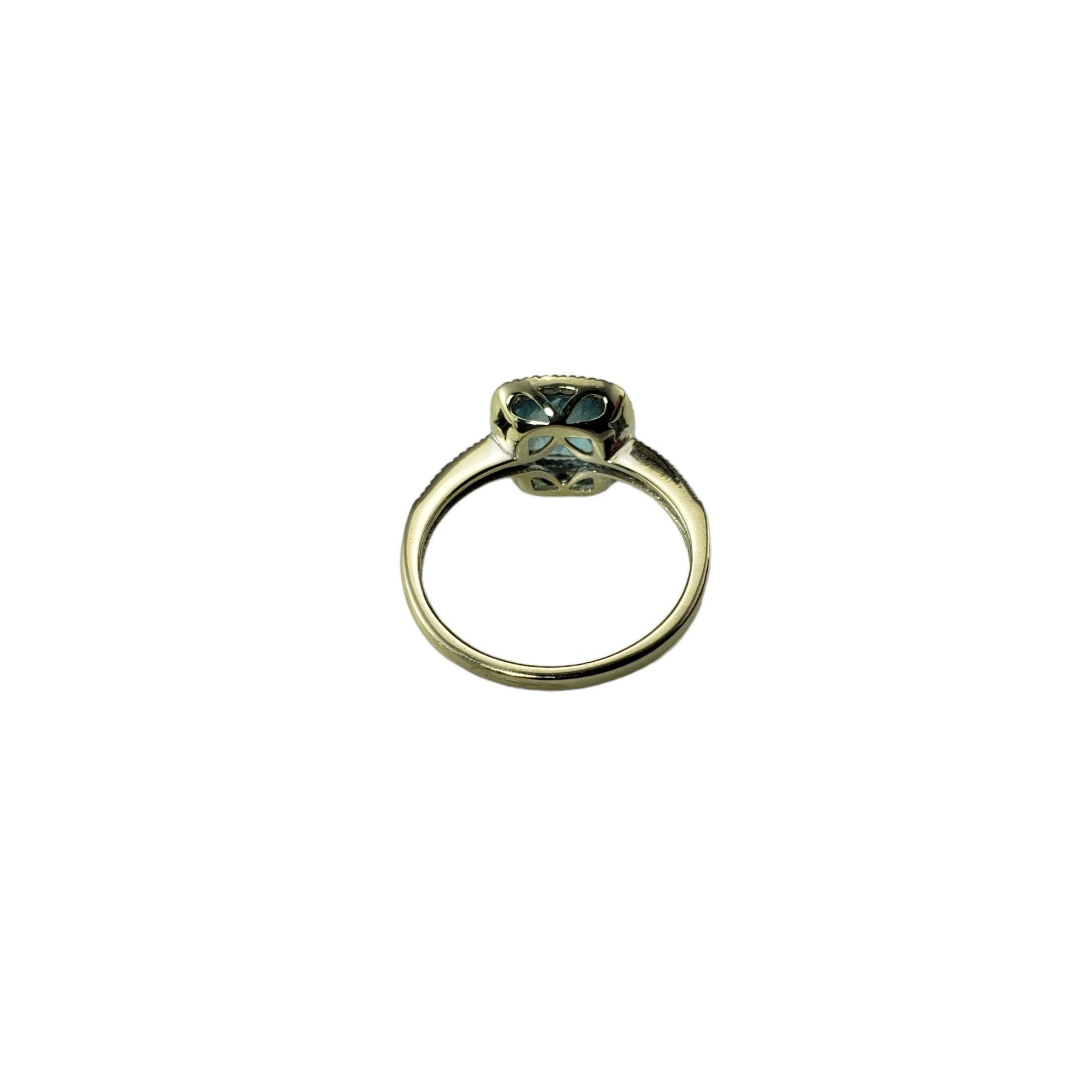 Women's Vintage 14 Karat White Gold Blue Topaz and Diamond Ring Size 7.25 #15633 For Sale
