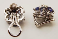 Vintage 14 karat White Gold Diamond and Sapphire Earrings
