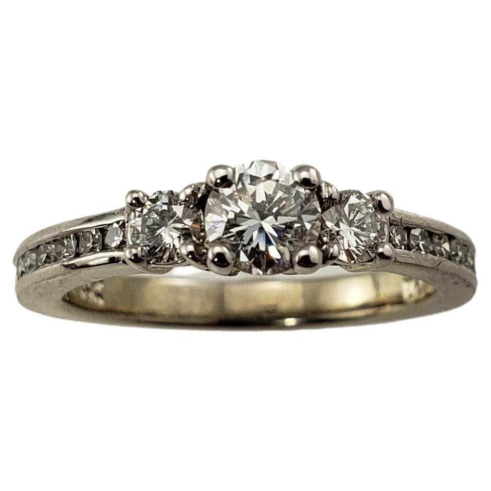 14 Karat White Gold Diamond Engagement Ring For Sale