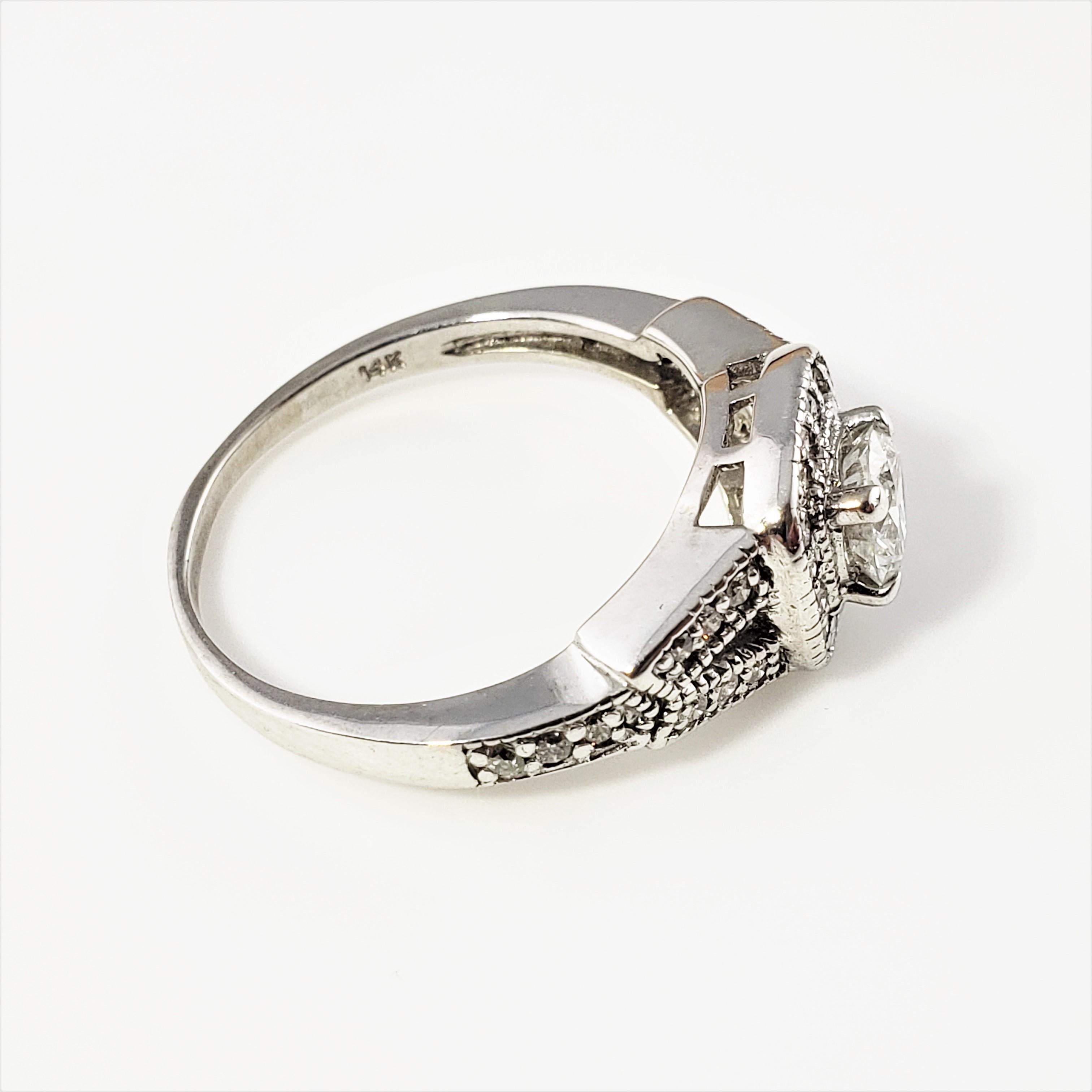 Round Cut Vintage 14 Karat White Gold Diamond Engagement Ring