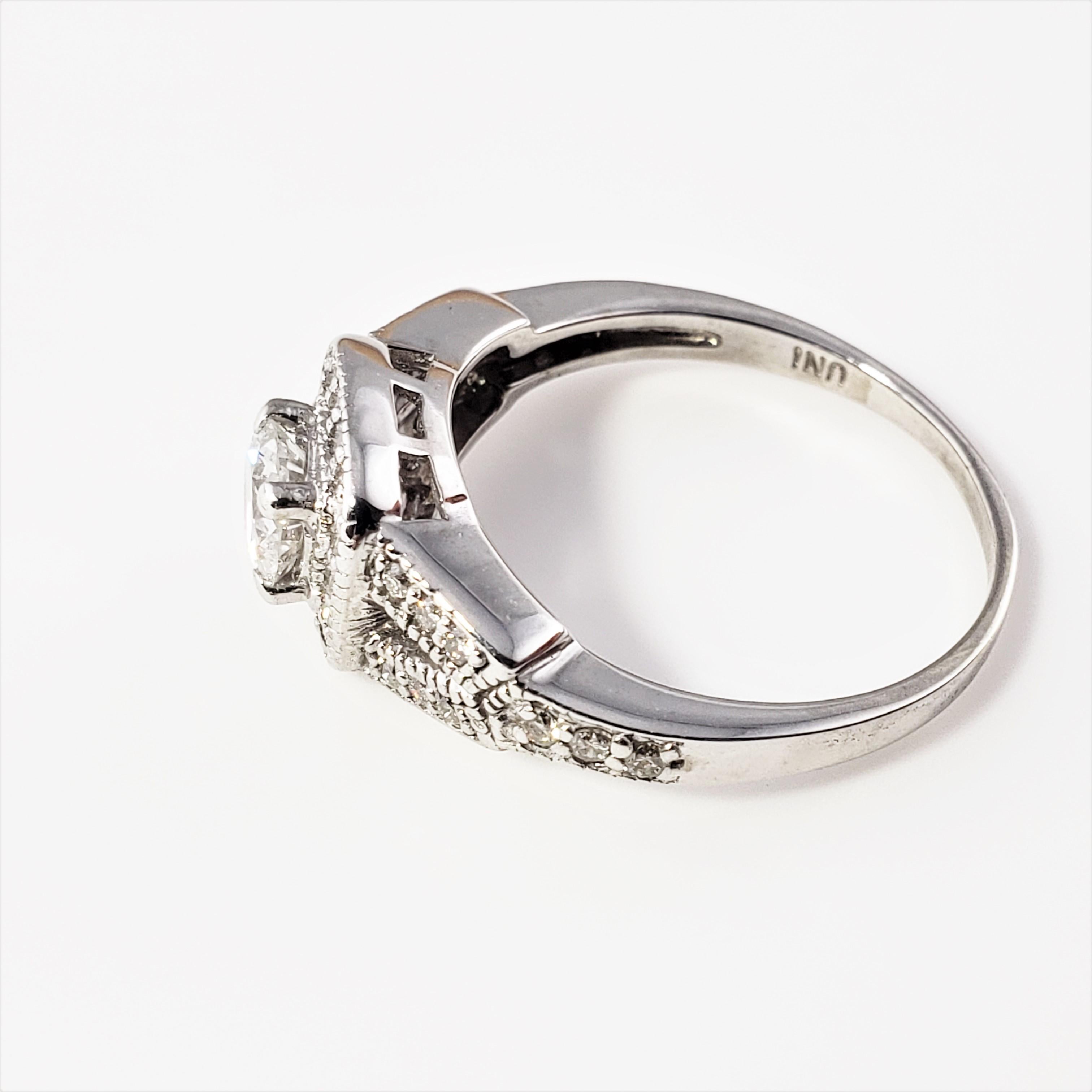 Vintage 14 Karat White Gold Diamond Engagement Ring In Good Condition In Washington Depot, CT